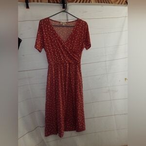 Elegant Red Polka Dot Wrap Dress